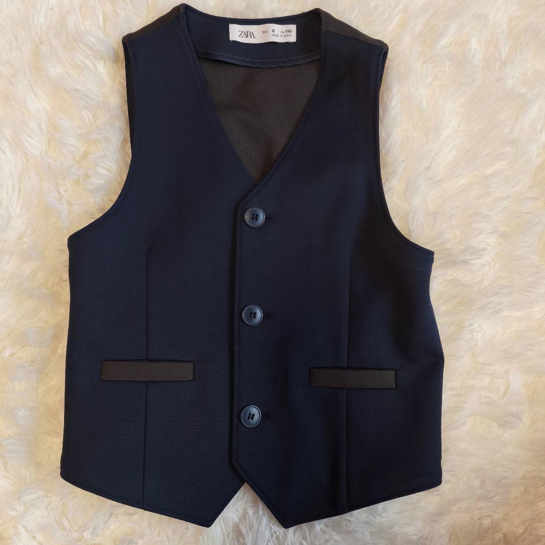 ZARA フォーマルスーツ セット 115 120 ネイビー チェック 入学