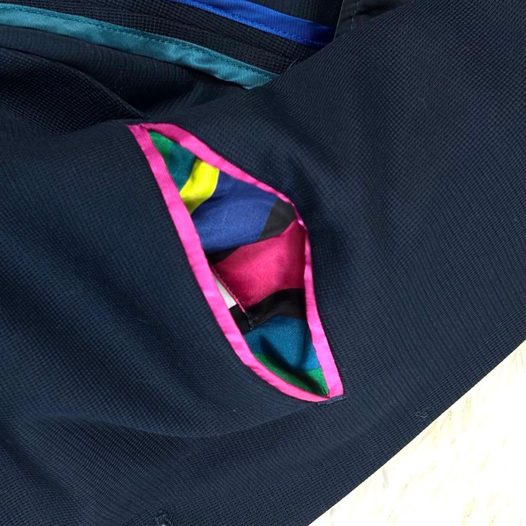 極美品 PSポールスミス アンコンジャケット 紺 M マルチストライプ ネイビー