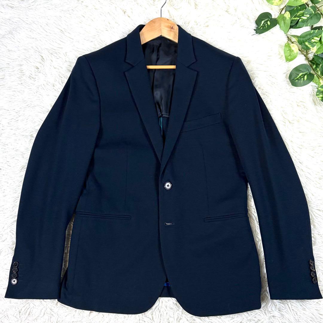 極美品 PSポールスミス アンコンジャケット 紺 M マルチストライプ ネイビー
