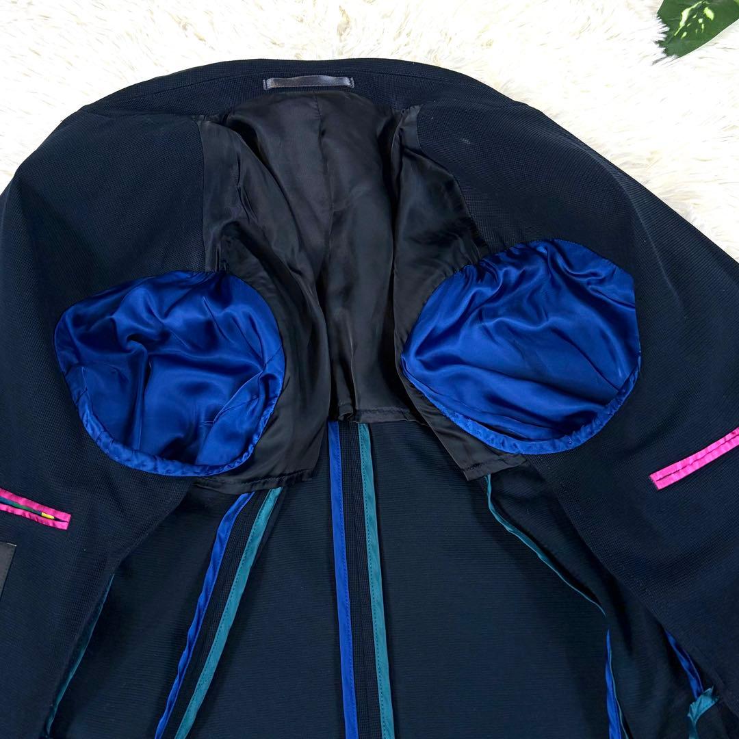 極美品 PSポールスミス アンコンジャケット 紺 M マルチストライプ ネイビー