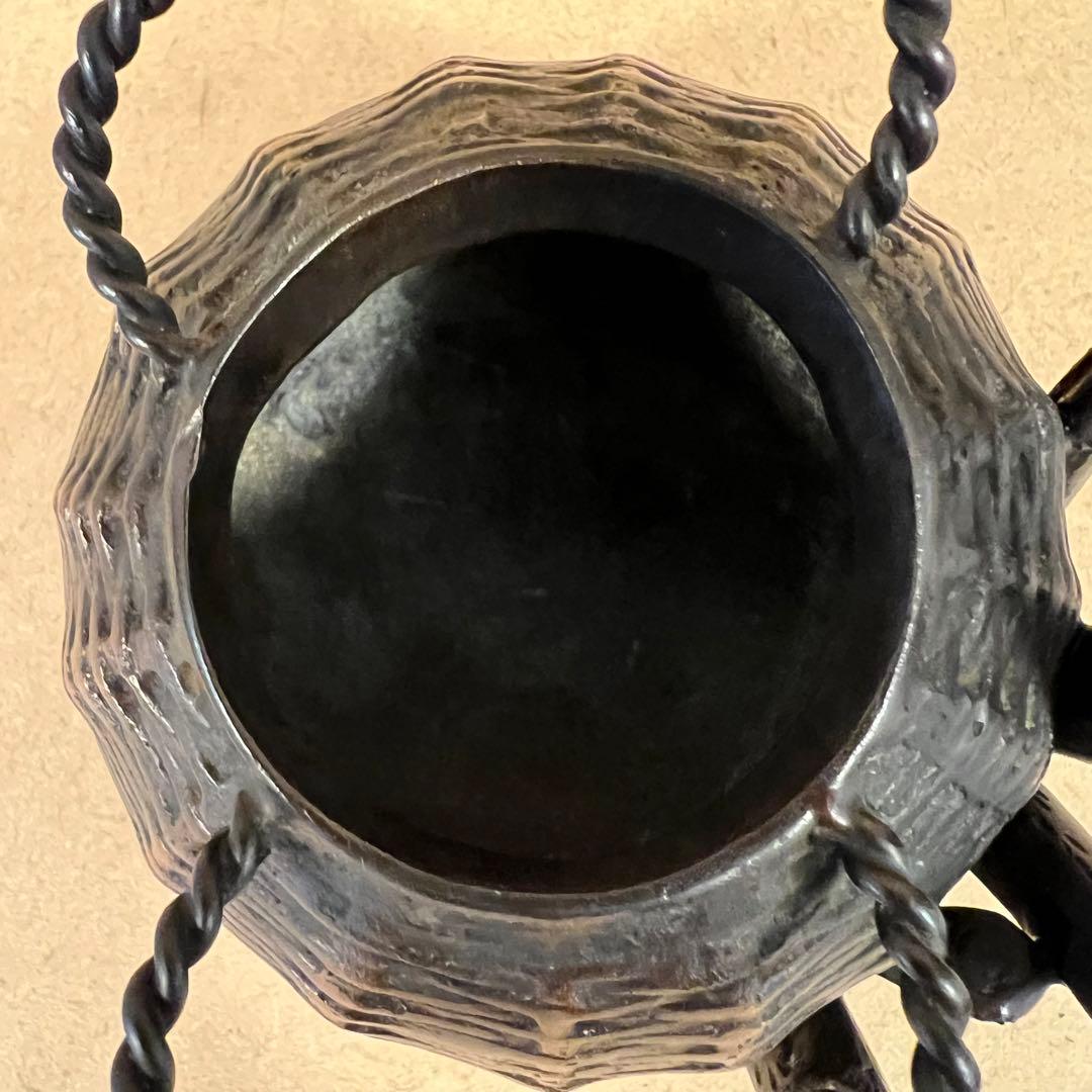 高岡銅器 陽光作 銅製 魚籠 川蝉 カワセミ 青銅 香爐 香炉 共箱 鋳造