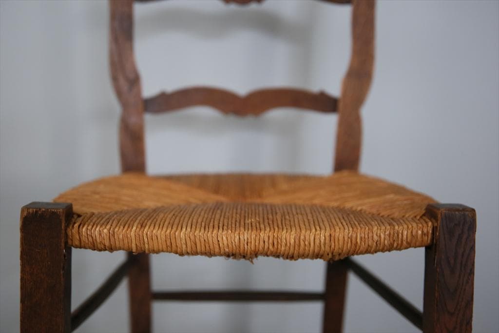 フランスアンティーク猫脚ダイニングチェア/イス/ラッシュシート(90-9-1)