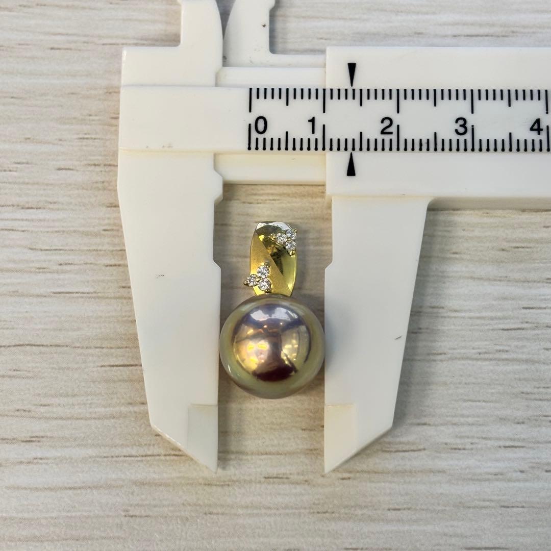 【特級テリ】14mmナチュラルカラー k18ダイヤ付きペンダント