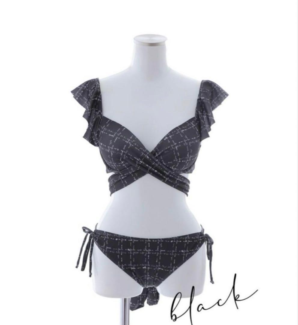 sugar ツイードプリント バッククロスリボン クロスビキニ 2点セット