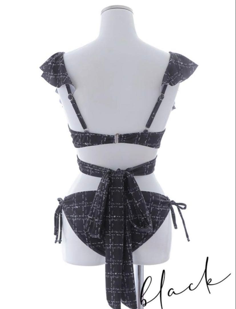 sugar ツイードプリント バッククロスリボン クロスビキニ 2点セット