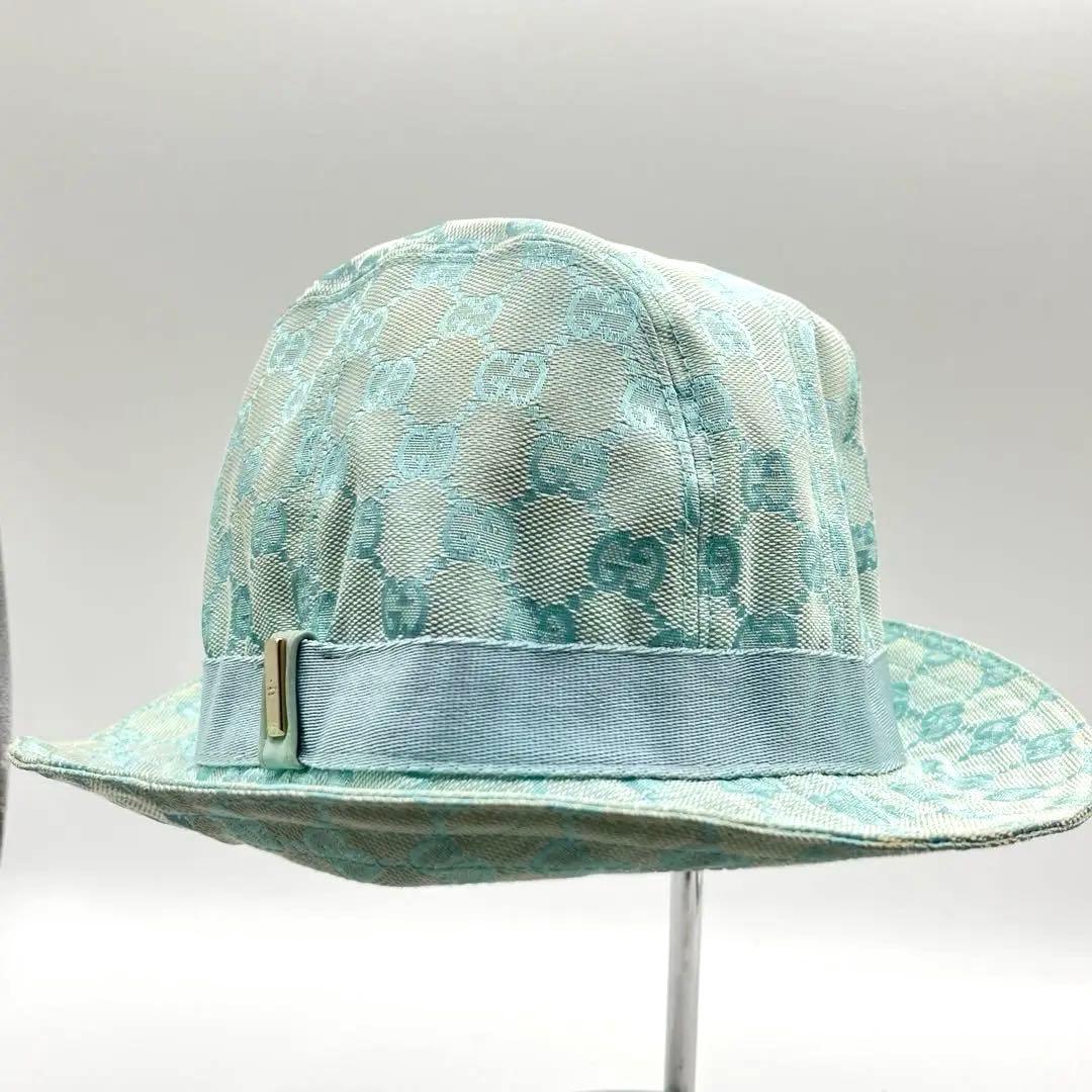 GUCCI GGキャンバス バケットハット 帽子 ハット バケハ ブルー