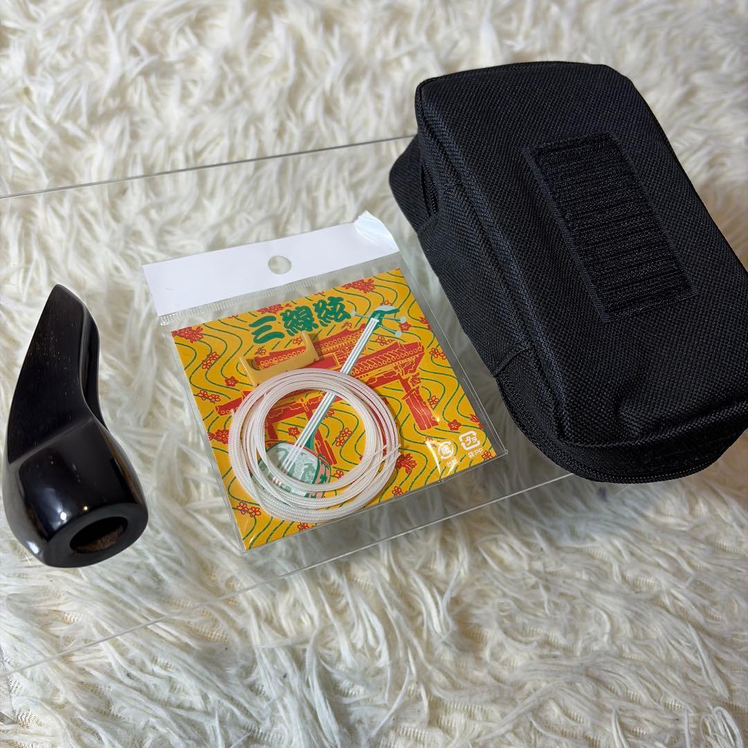 【極美品】沖縄三線　三線　人工皮　ケース付き　初心者　入門セット