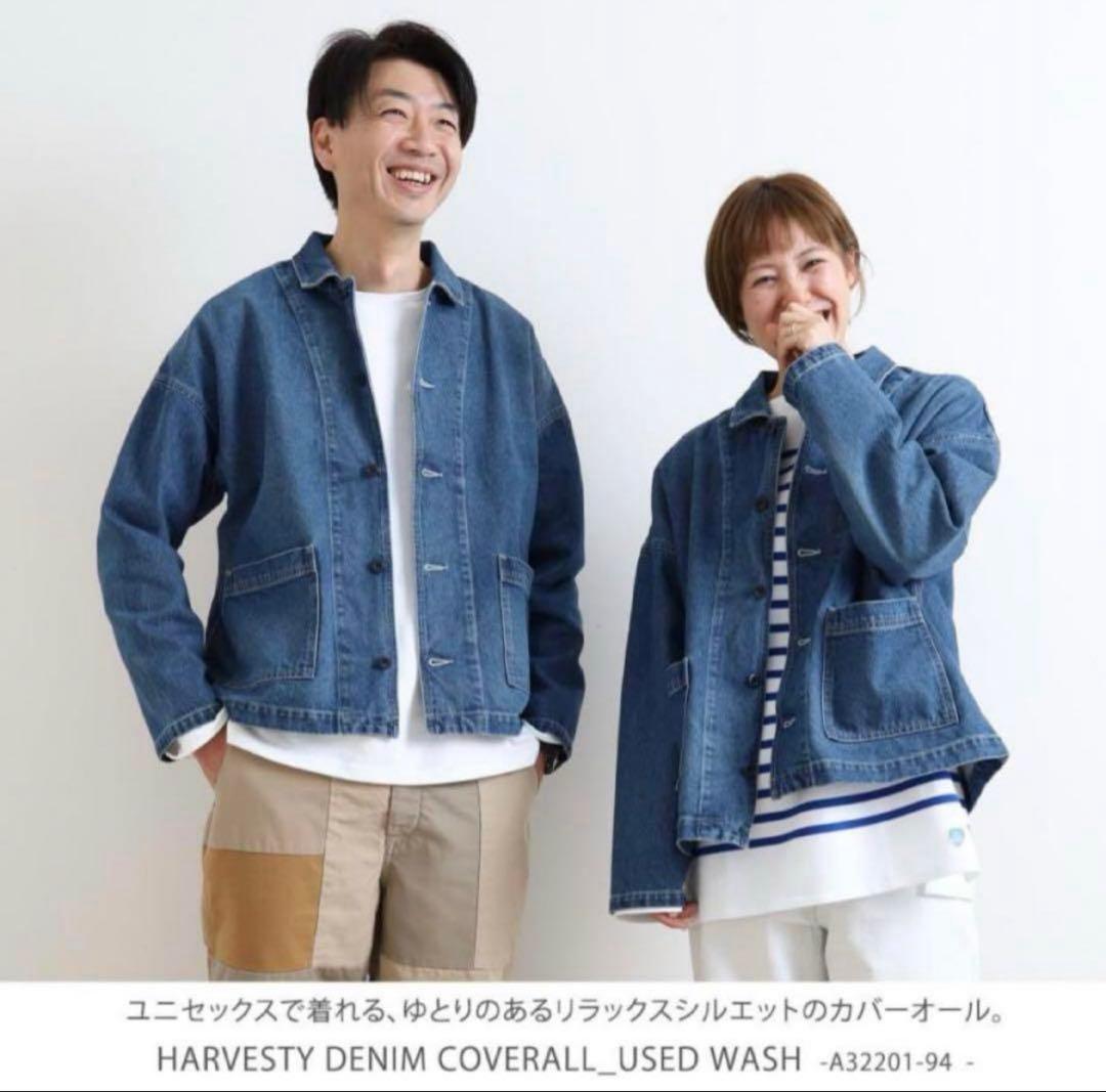 “ハーベスティ”デニムカバーオール・ユニセックス・ユーズド加工・サイズ1