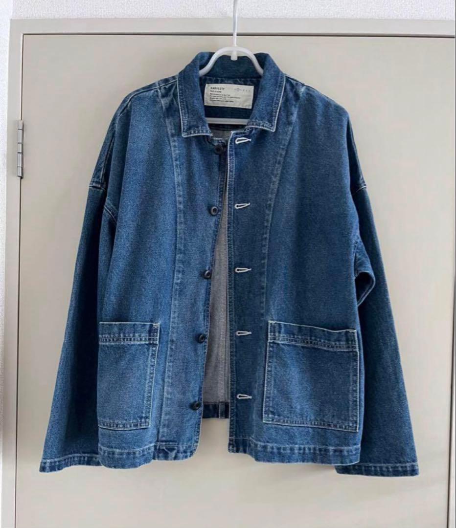 “ハーベスティ”デニムカバーオール・ユニセックス・ユーズド加工・サイズ1