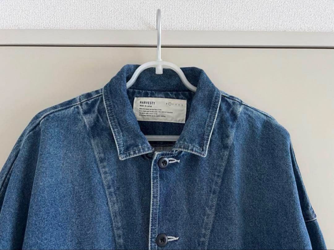 “ハーベスティ”デニムカバーオール・ユニセックス・ユーズド加工・サイズ1