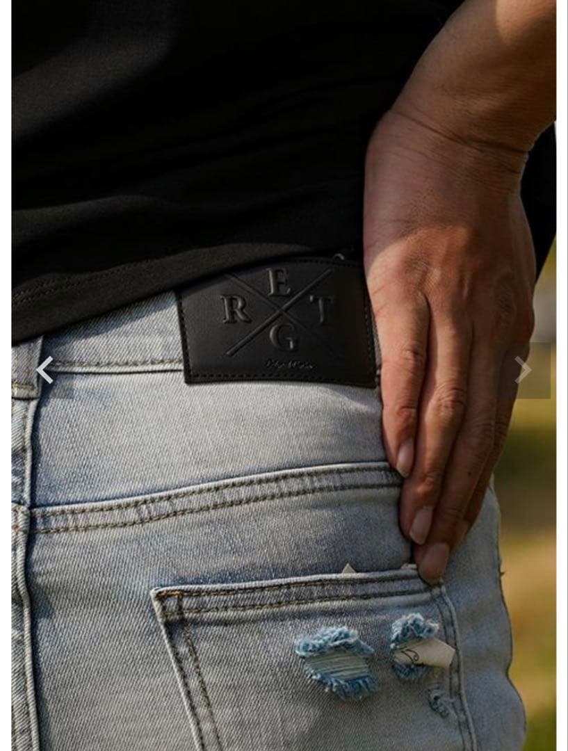 【未使用品】アダムスジャグラー　ダメージデニムロングパンツM