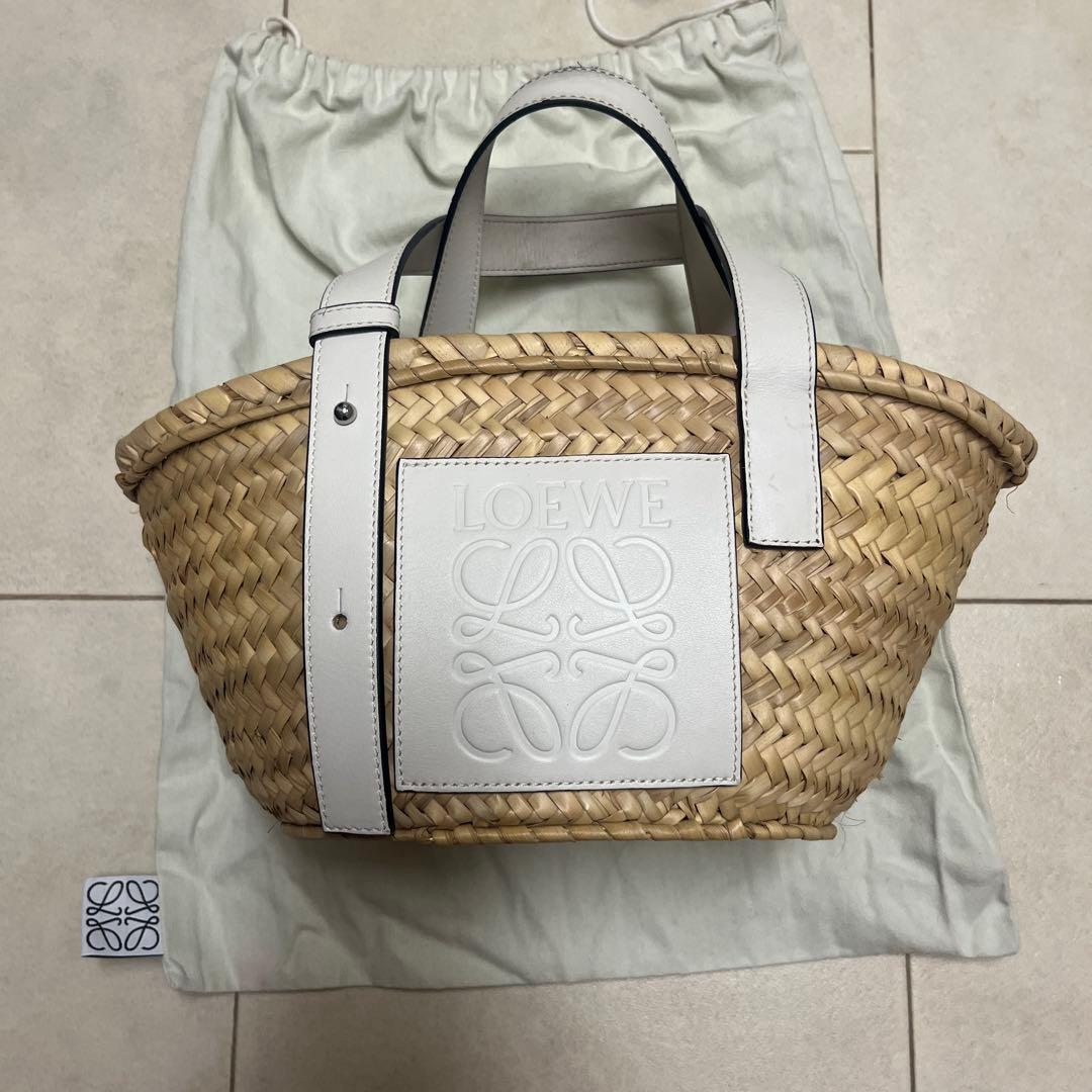 LOEWE かごバッグ スモール ホワイト 保存袋付き