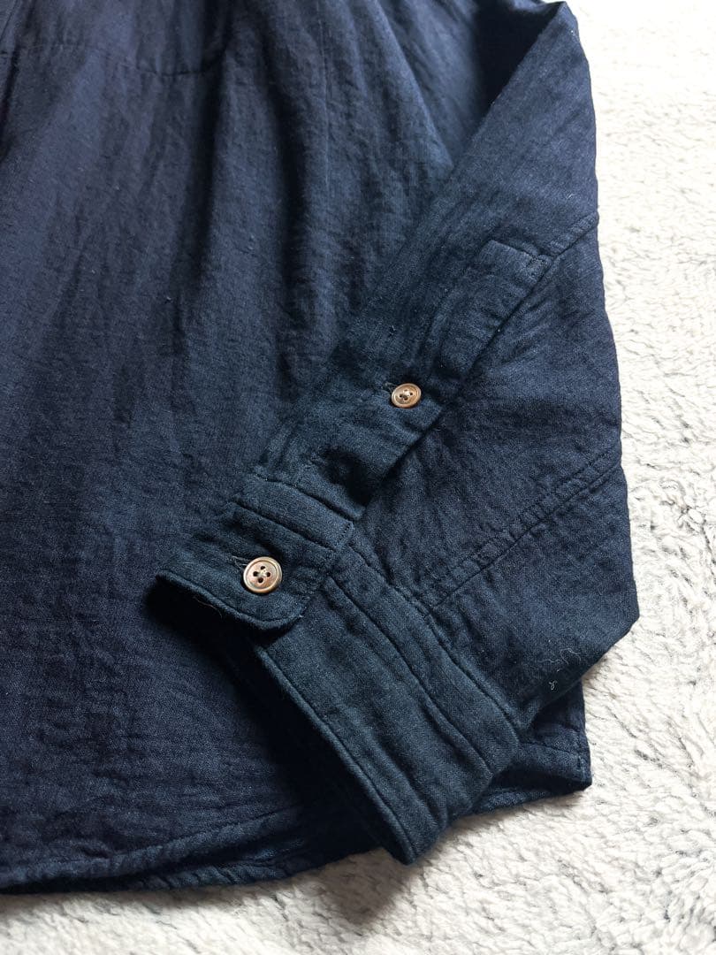 【45R】45rpm 綿100% インディゴ二重ガーゼシャツ 内ポケット 4