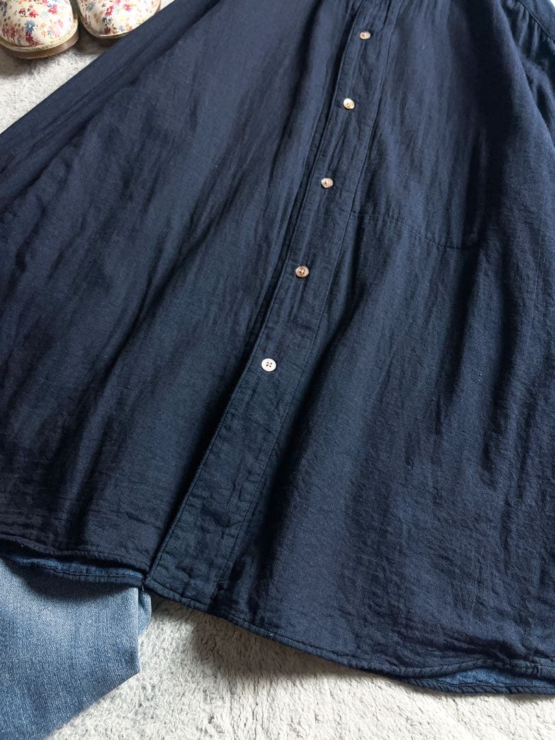 【45R】45rpm 綿100% インディゴ二重ガーゼシャツ 内ポケット 4
