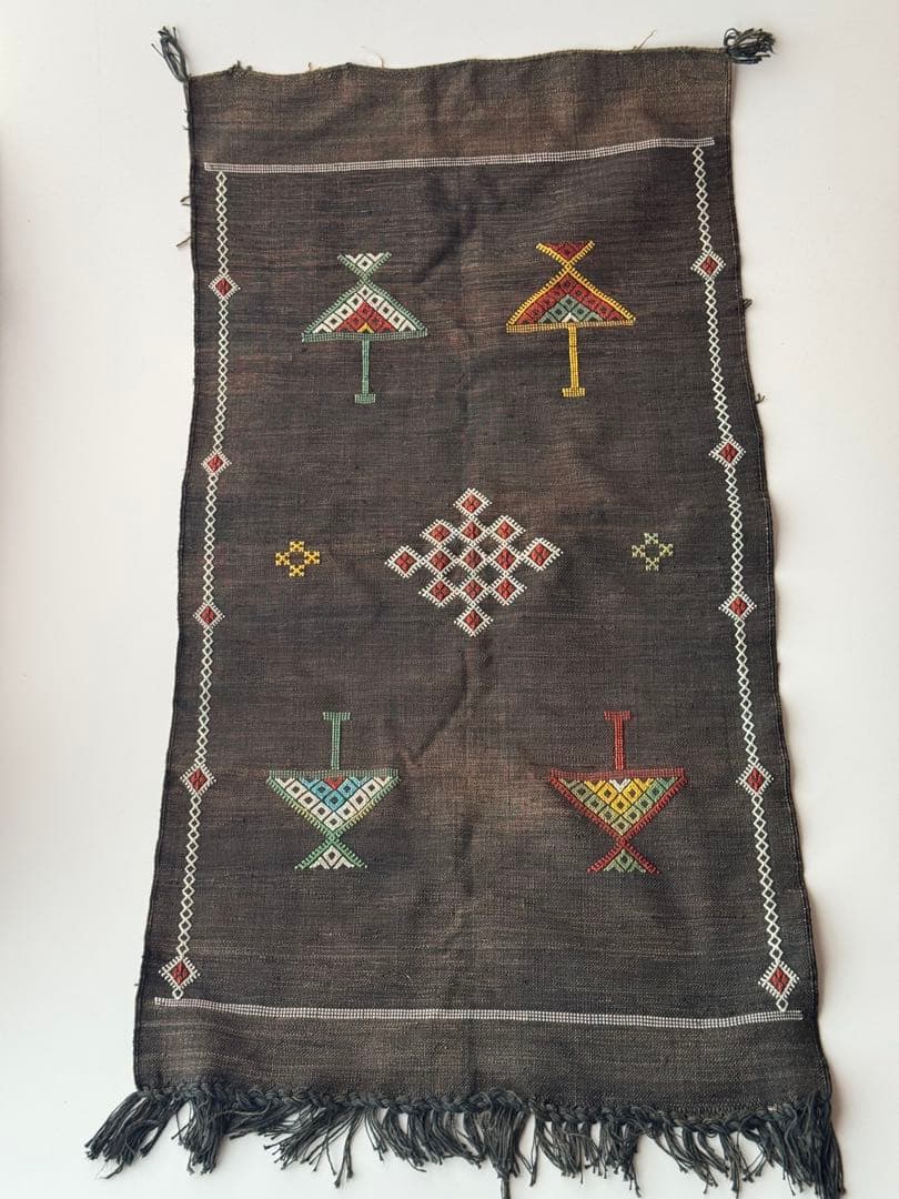 ヴィンテージ 手織りサブララグ 53×107cm キッチン 玄関 カクタスシルク