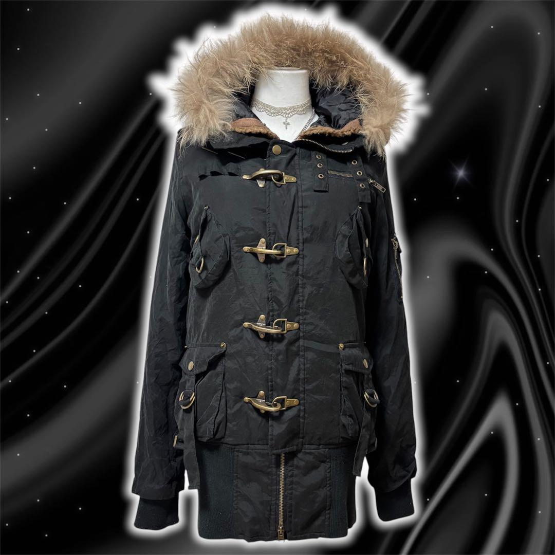 値下げ◎y2k グランジ ファイヤーマン ファーベスト付き モッズコート