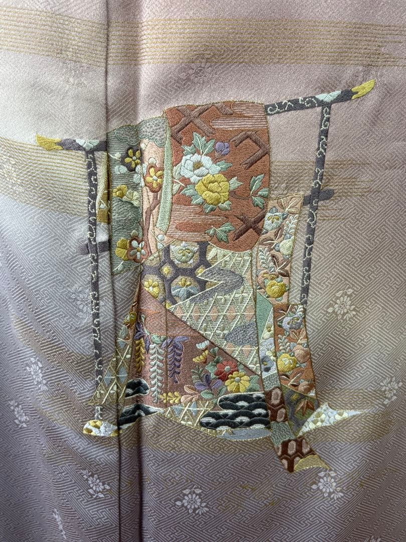 4点フルセット　正絹訪問着　袋帯　帯揚げ　帯締め　未使用品