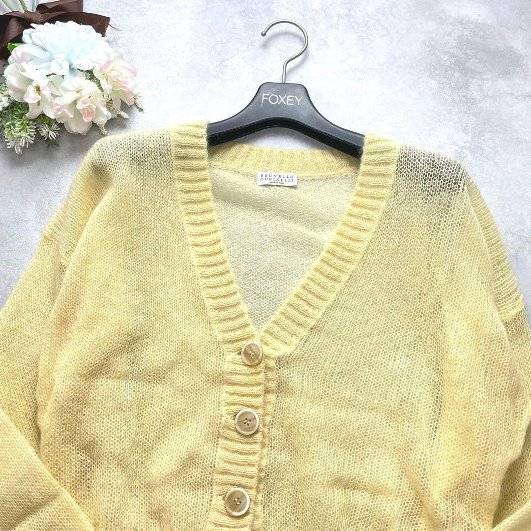 美品✨ブルネロクチネリ カーディガン モヘヤ ウール イエロー 長袖 イタリア製