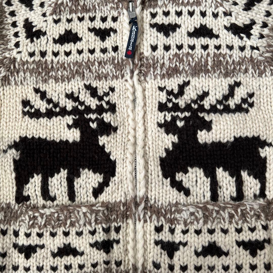 【1回着用のみ美品】Kanata 鹿柄 厚手ニット Lサイズ表記サイズ40】
