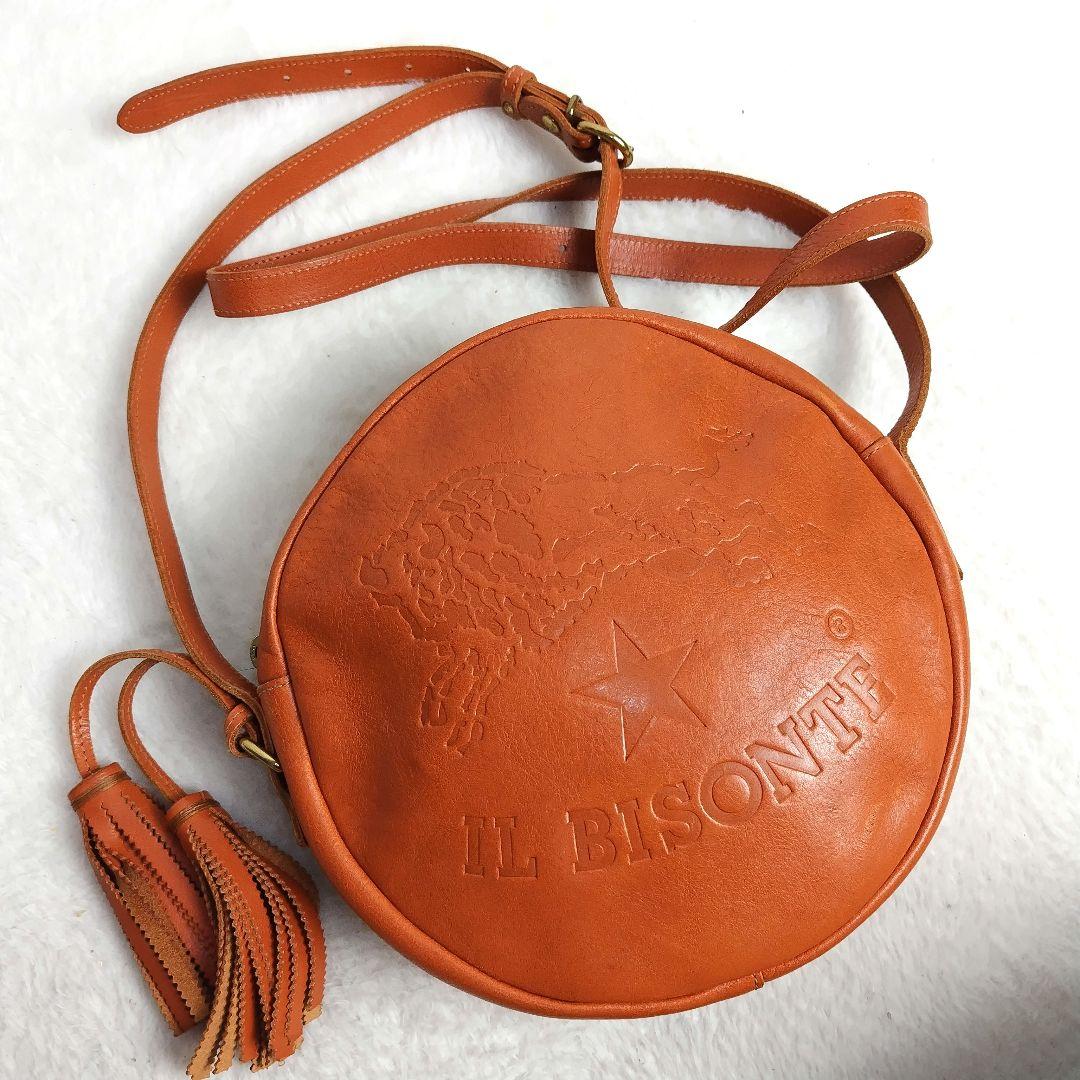 ✨超希少✨イルビゾンテ レザー 丸型 ショルダーバッグ ブラウン イタリア製