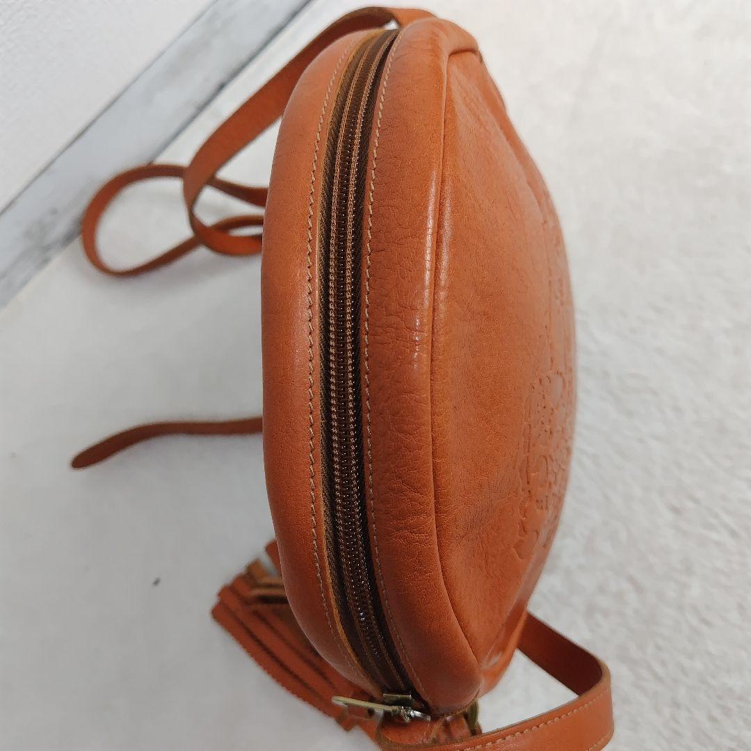✨超希少✨イルビゾンテ レザー 丸型 ショルダーバッグ ブラウン イタリア製