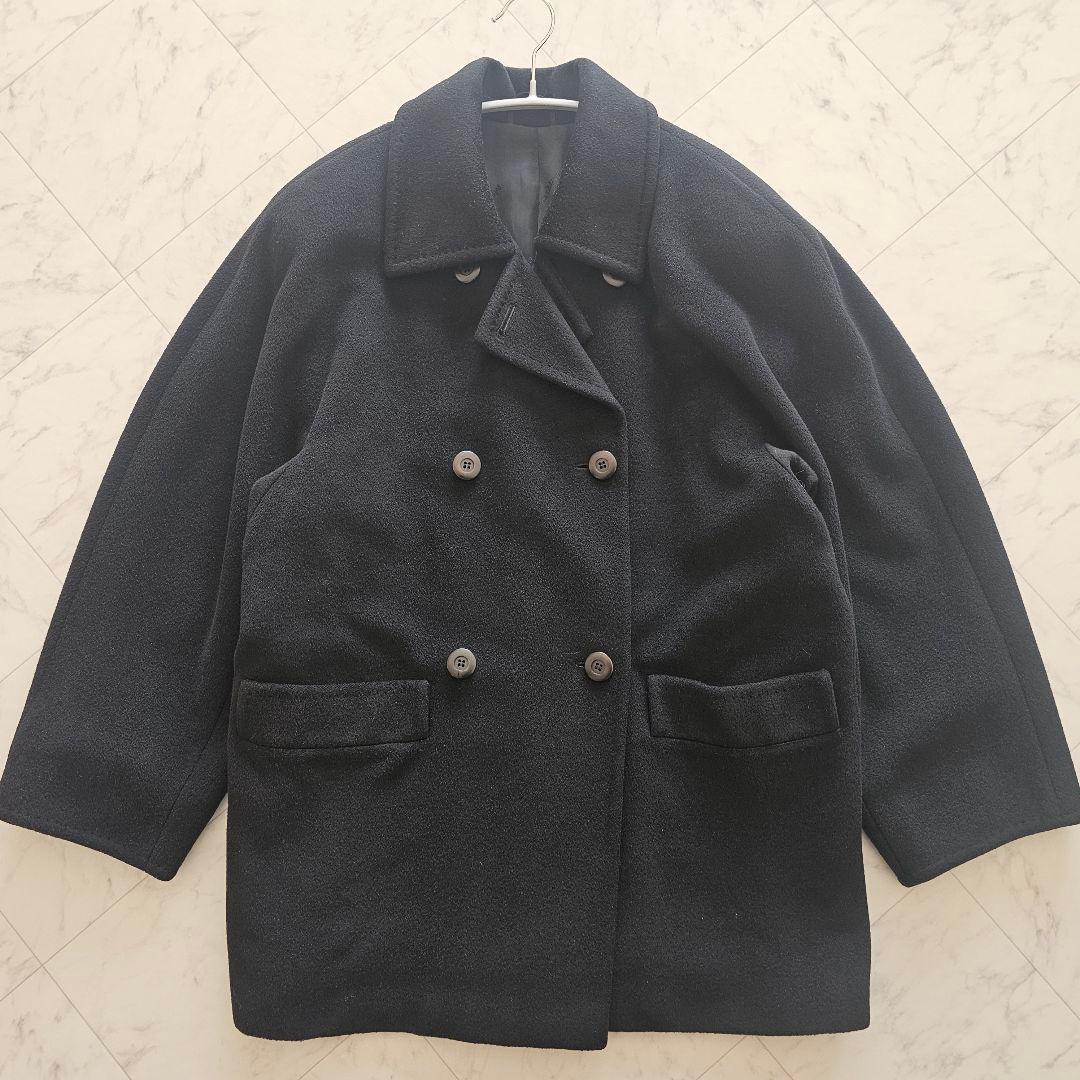 マックスマーラ 白タグ ダブルブレスト ウール コート 黒