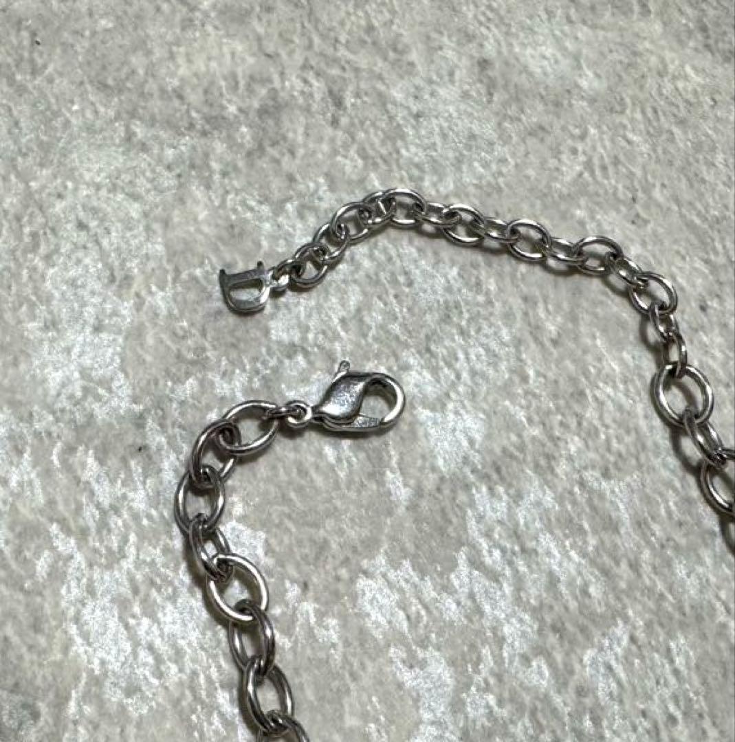 Dior ロゴネックレス シルバー ピンククリスタル