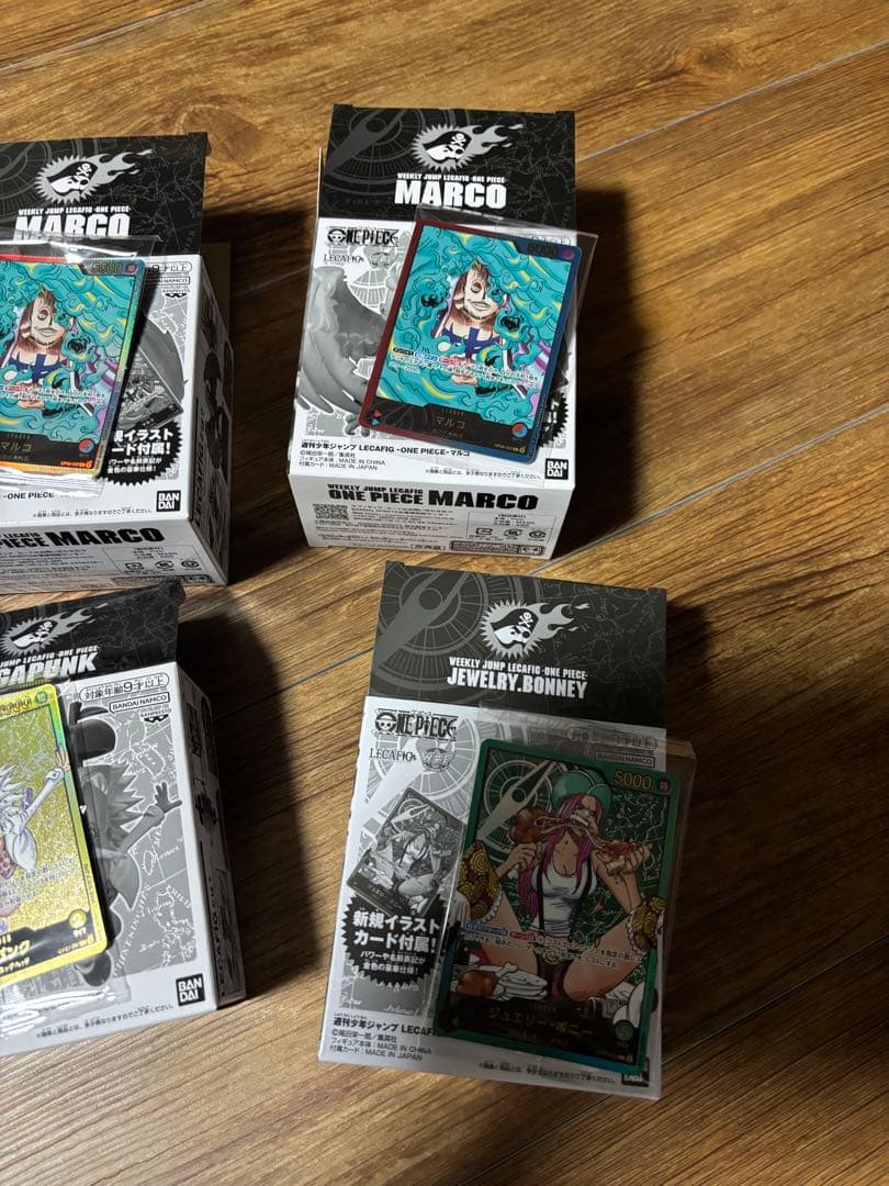 ワンピースカード　レカフィグ　マルコ、ベガパンク、ヤマト、ジュエリーボニー