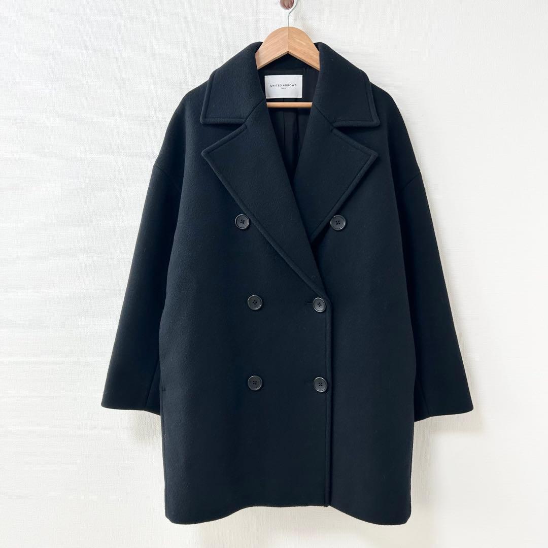 UNITED ARROWS メルトンPコート　ブラック　36