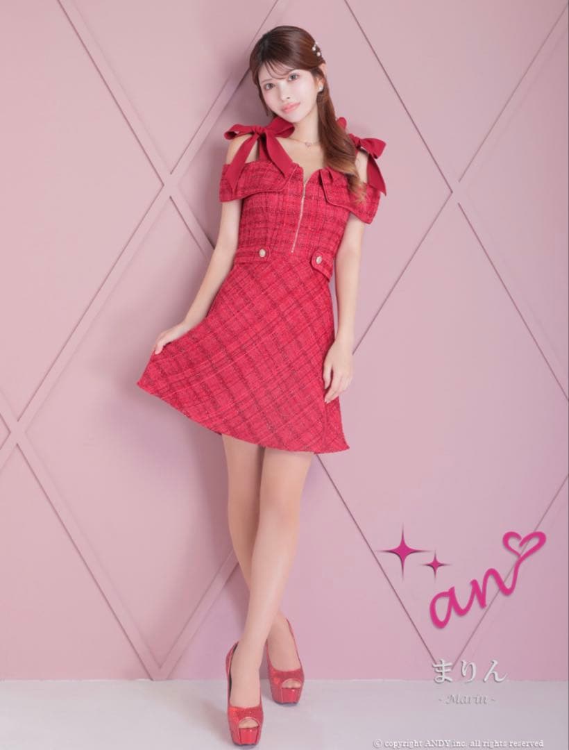 an ♡ キャバドレス ラメツイード Aライン