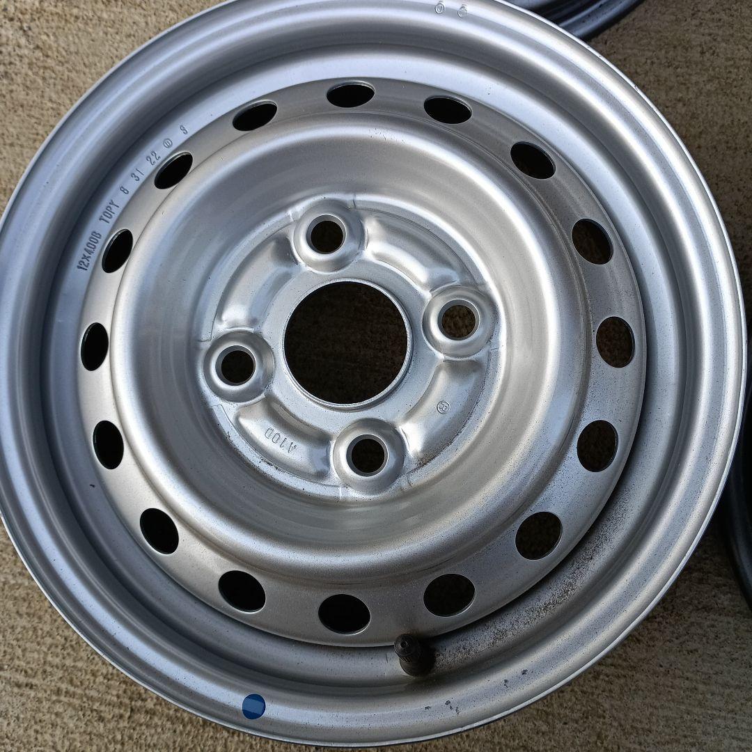 車両未装着　美品　スチールホイール 12インチ 4穴　PCD100 1度組込み品