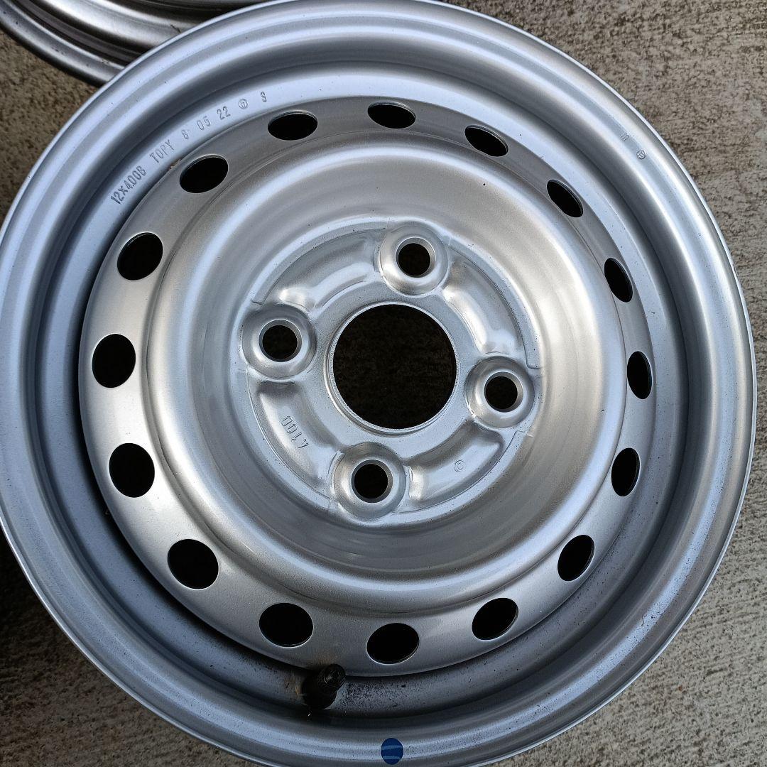 車両未装着　美品　スチールホイール 12インチ 4穴　PCD100 1度組込み品