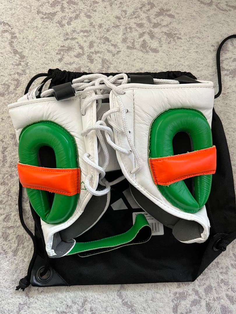 adidas ボクシング ヘッドギア ホワイト/グリーン