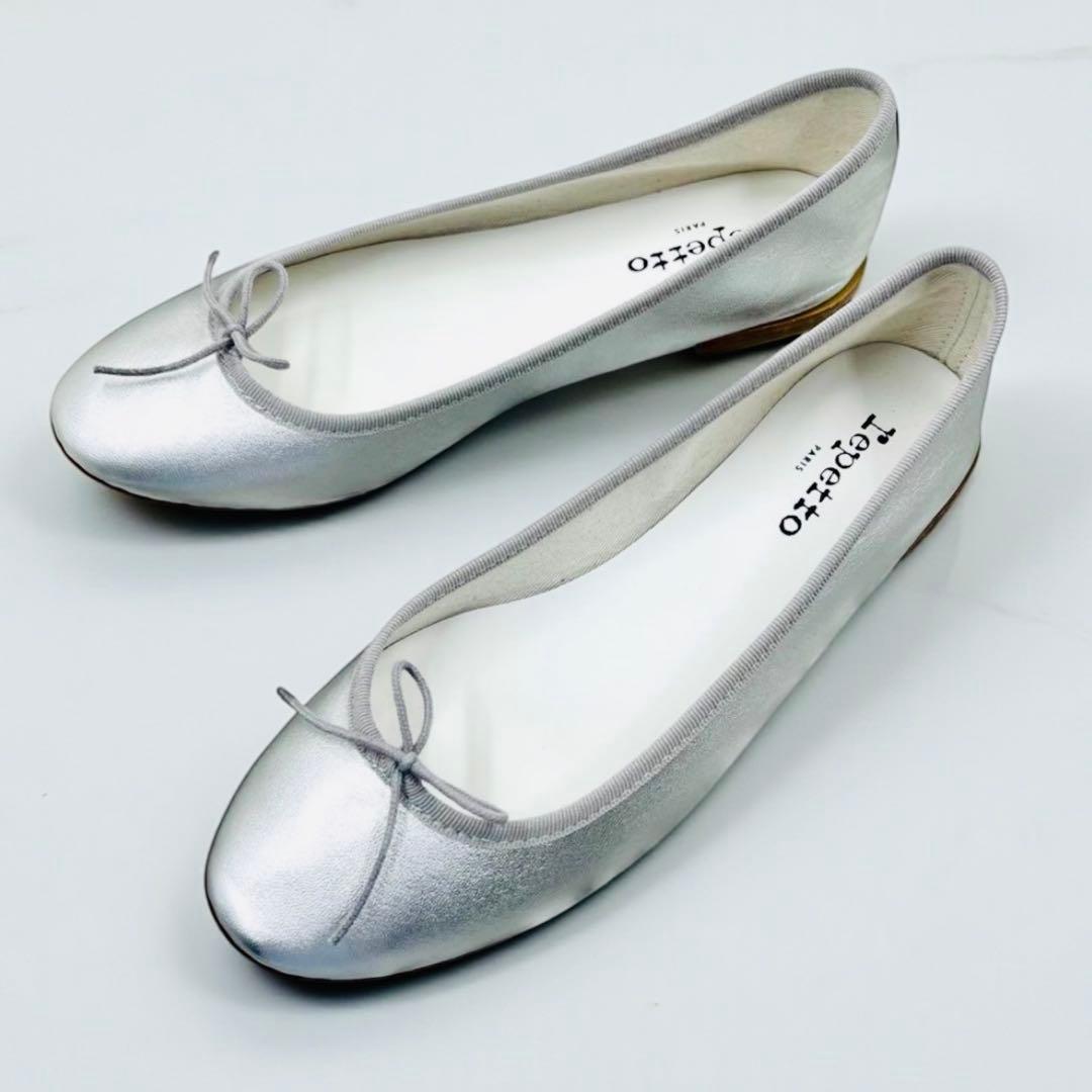 【新品同様】 レペット サンドリオン バレエシューズ 41 シルバー レザー