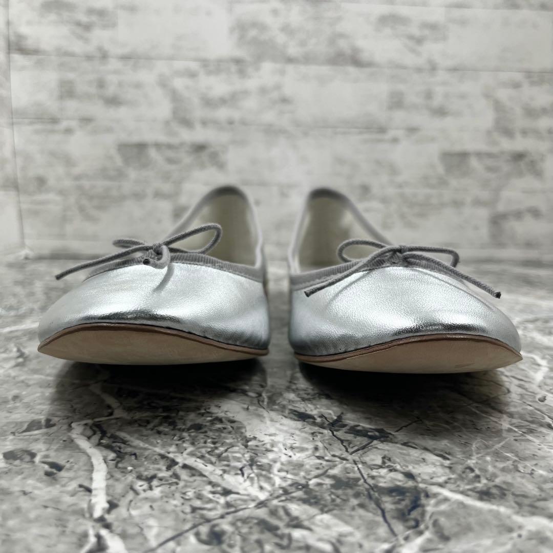 【新品同様】 レペット サンドリオン バレエシューズ 41 シルバー レザー
