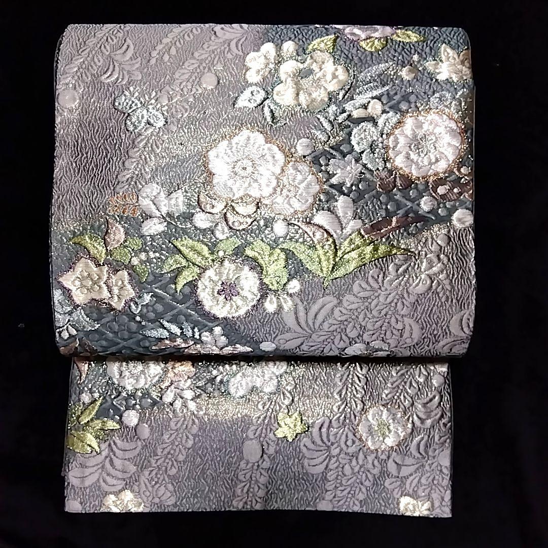 辻ヶ花 付下げ セット グレー 灰色 絞り 辻が花 セット 袋帯 辻ケ花