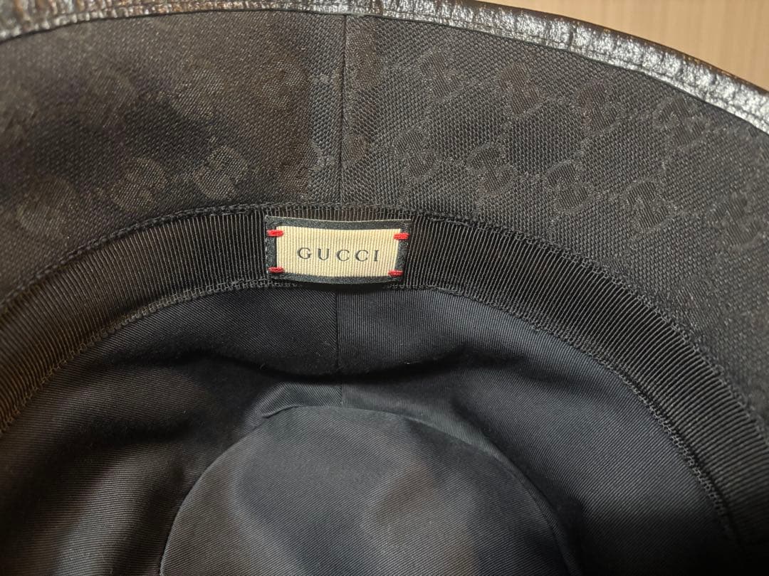 GUCCI バケットハット 黒 GGロゴ XL 60㎝
