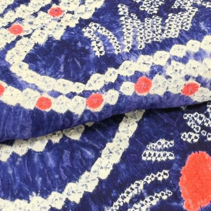 ゆりのはな　絞り浴衣　有松鳴海絞り　総絞り　浴衣　群青色系　綿　絞り　H105