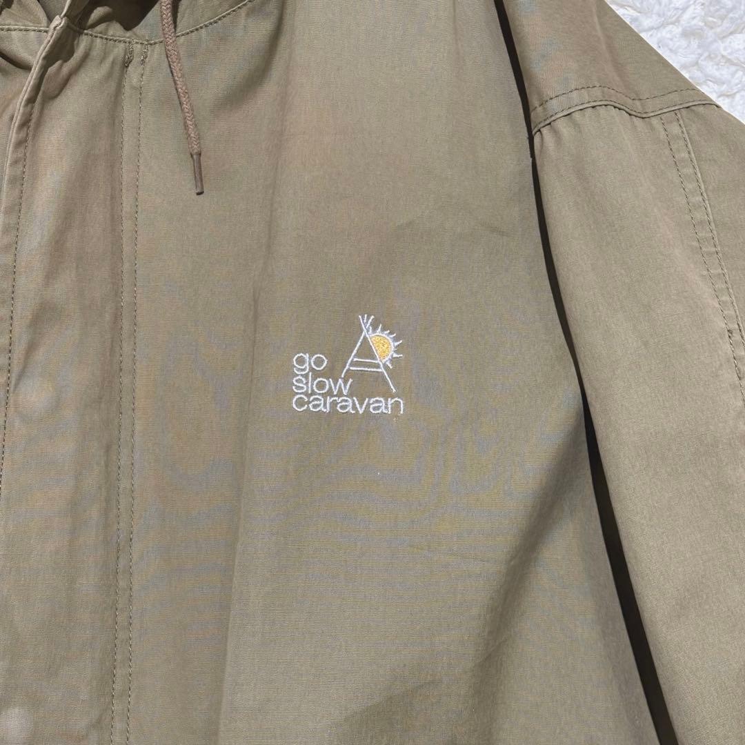 美品 go slow caravan コードクロスパネル 刺繍 モッズコート L
