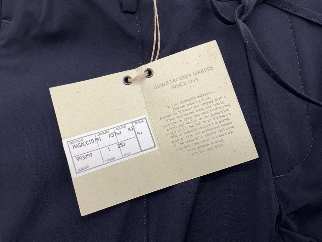 新品 44 giab's ARCHIVIO 永久クリース ストレッチスラックス