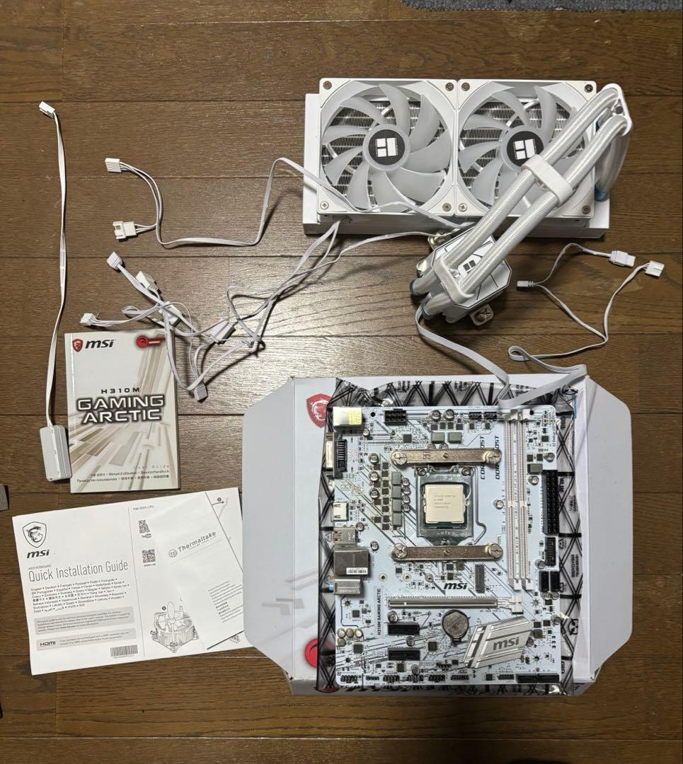 【動作確認済み】corei9 9900+白いマザーボード+簡易水冷セット