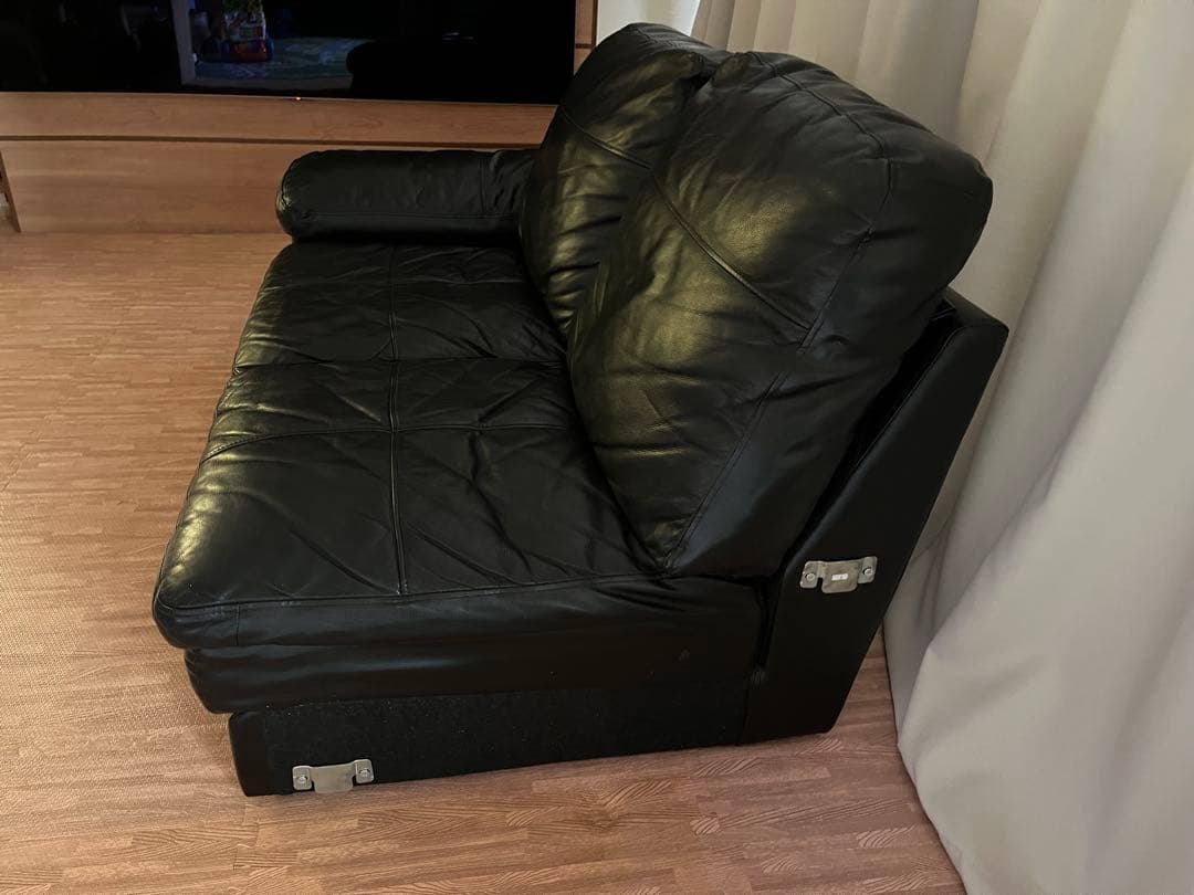 (胡ちょＯ〜ちゃん)ニトリ②本革 コーナーソファ Nステイツ 黒 左カウチ