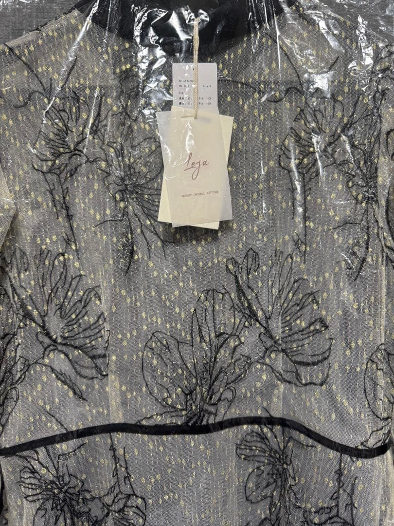 LEJA 花柄ラメレースワンピースドレス Mサイズ 新品未使用・タグ付き