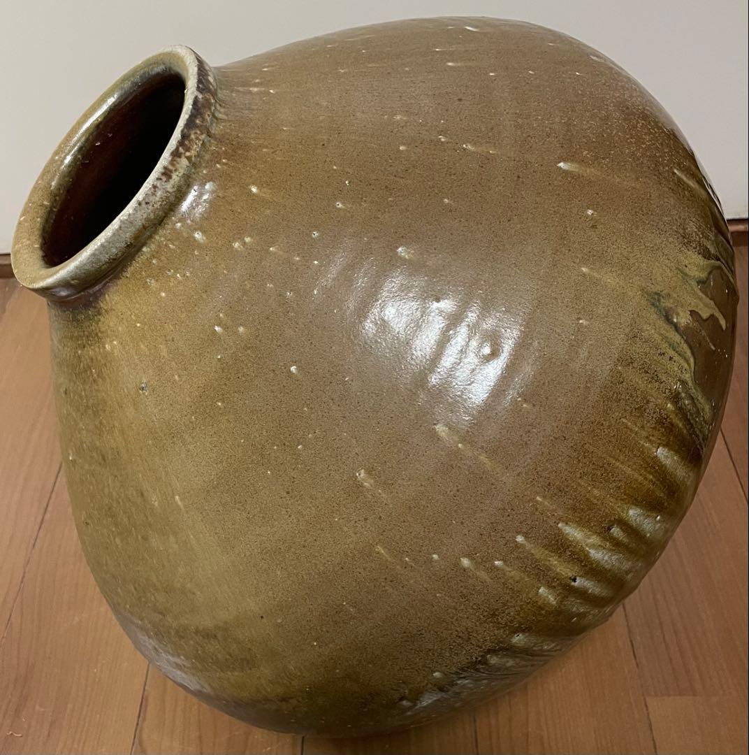 TK　県指定重要無形文化財　山本雄一　備前花瓶　胡麻垂れ　四方桟共箱　栞