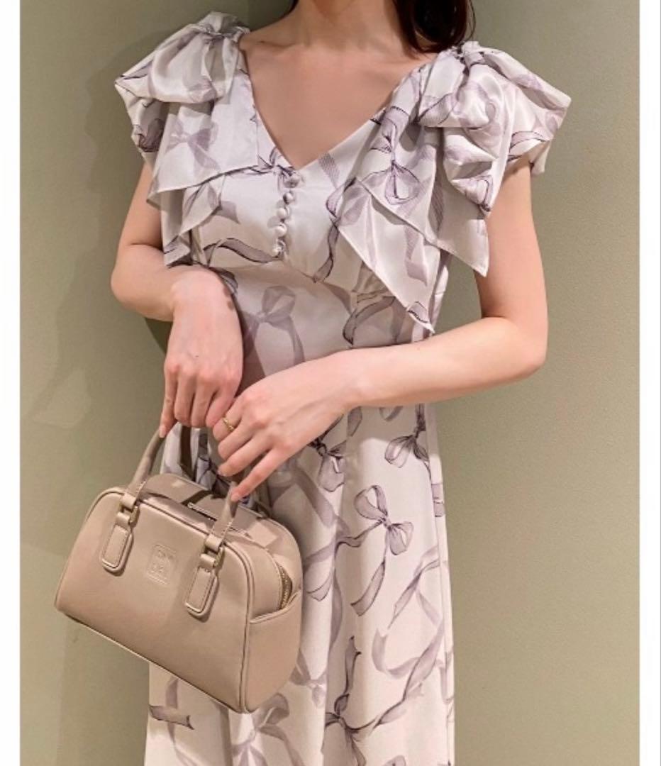 スナイデル リボンスリーブデザインワンピース size2 りぼん柄オケージョン