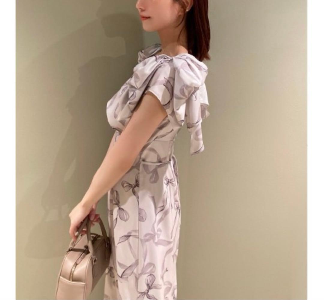 スナイデル リボンスリーブデザインワンピース size2 りぼん柄オケージョン