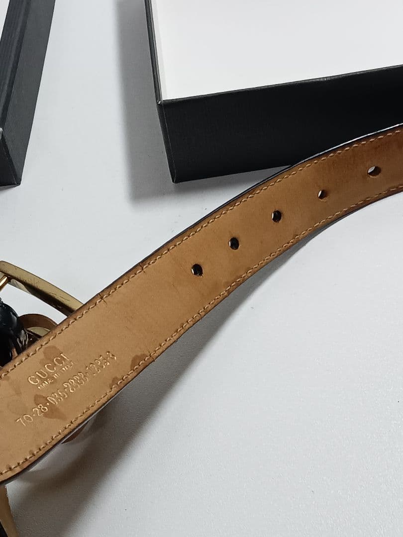 【美品】GUCCI　グッチ　レザーベルト　ゴールドバックル