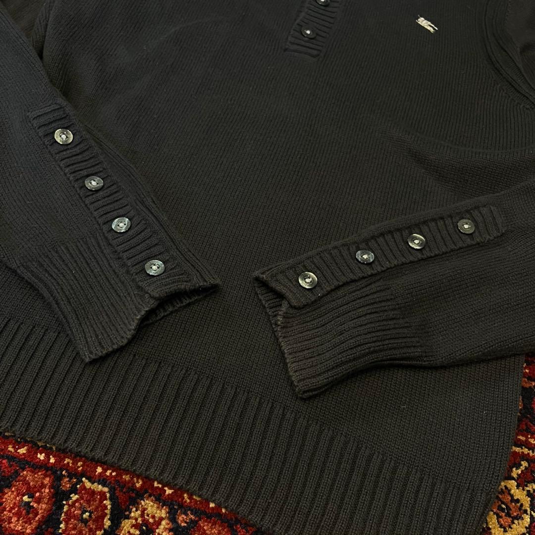 廃盤 バーバリー セーター　ニットM メンズ　長袖　刺繍　黒　BURBERRY