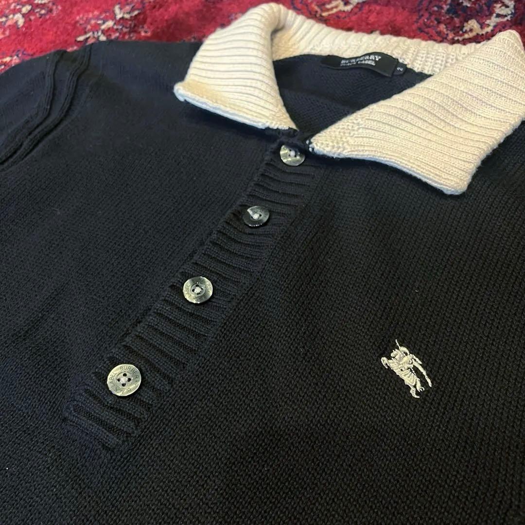 廃盤 バーバリー セーター　ニットM メンズ　長袖　刺繍　黒　BURBERRY