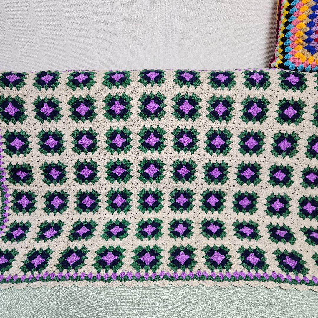 モチーフ編み【1】ハンドメイド　ブランケット　マルチカバー